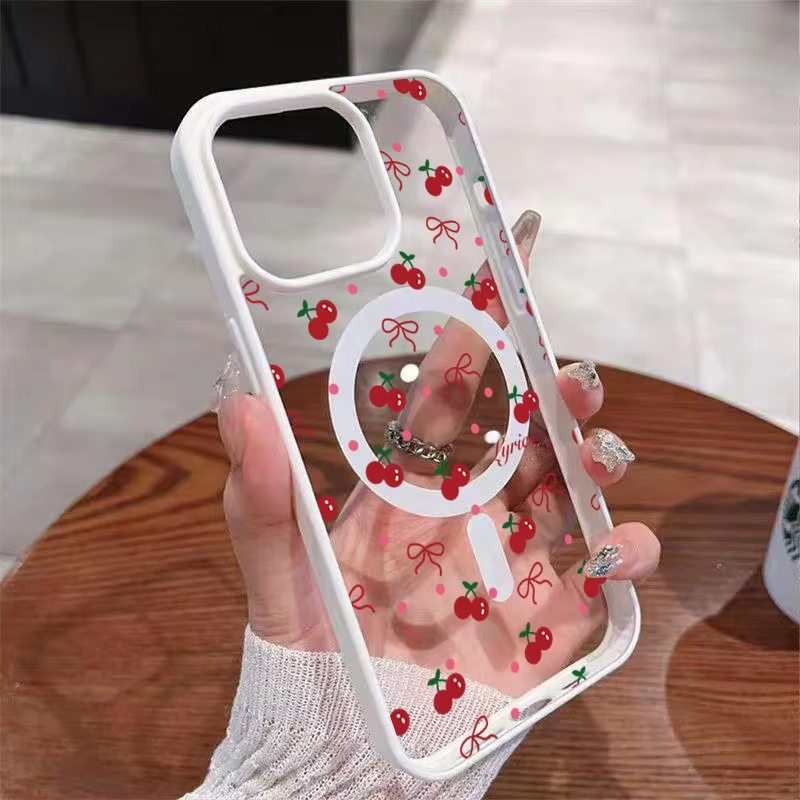 Phone Cases With Magnet - Red Cherry Printed Magnetic Phone Case
