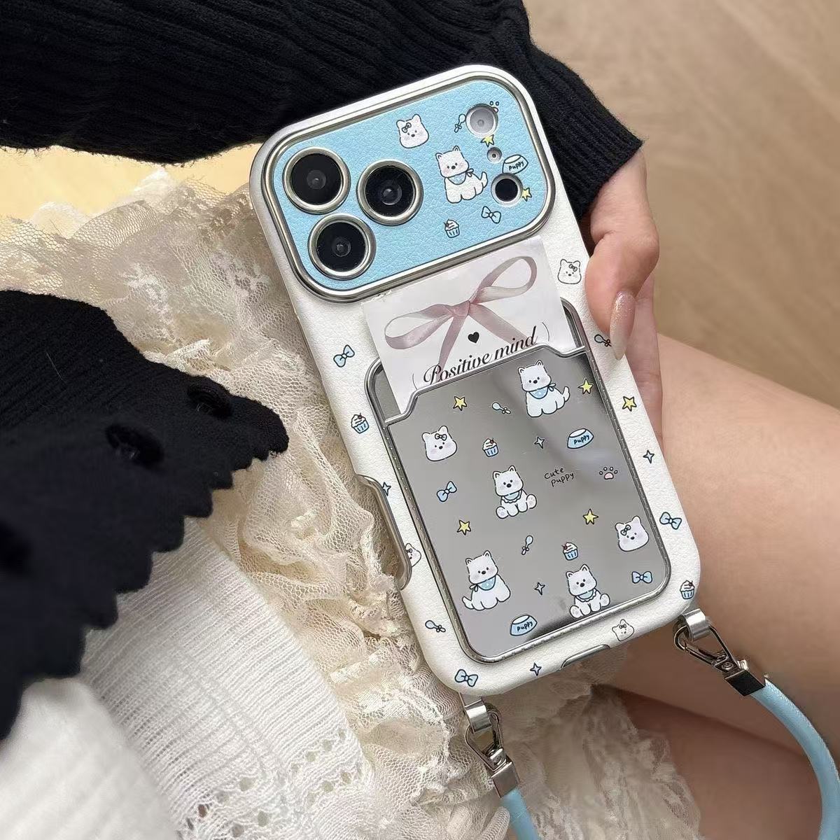 Cute Puppy Mirror Card Holder  - đánh giá và giá Phone Cases With Card Holder