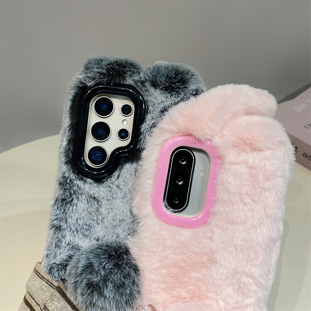 Cute Rabbit Ears Fluffy Stand  - đánh giá và giá Phone Cases For Samsung Galaxy